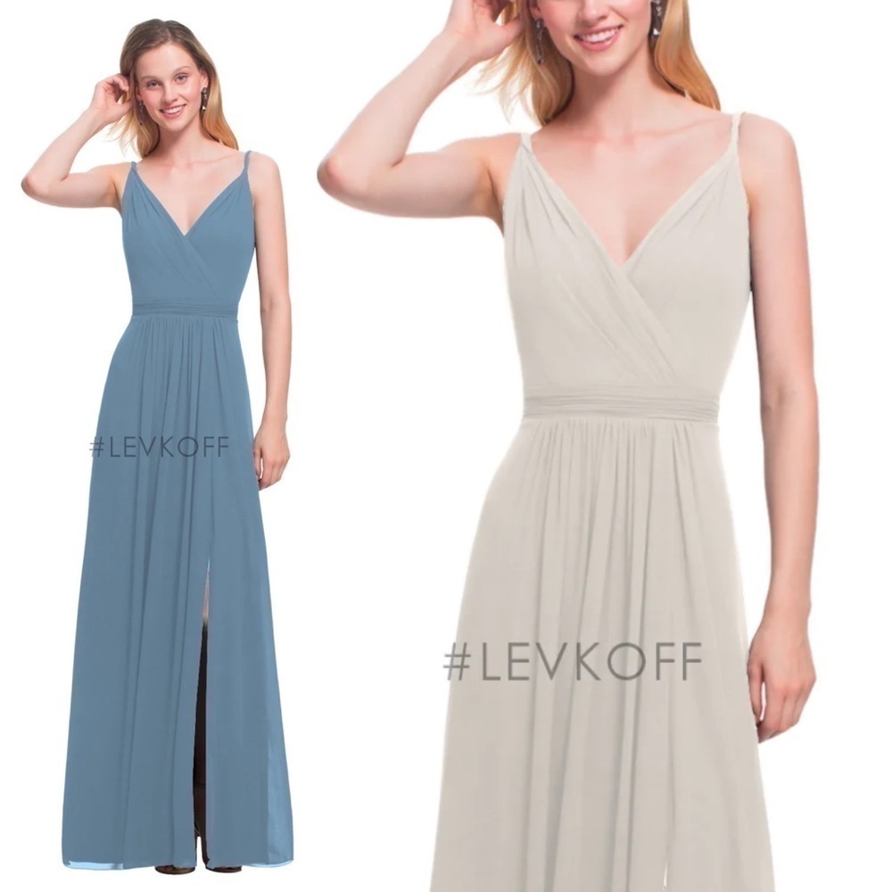 🆕 BILL LEVKOFF Sz 8 Bridesmaid Desert Grey Dress Style 7021